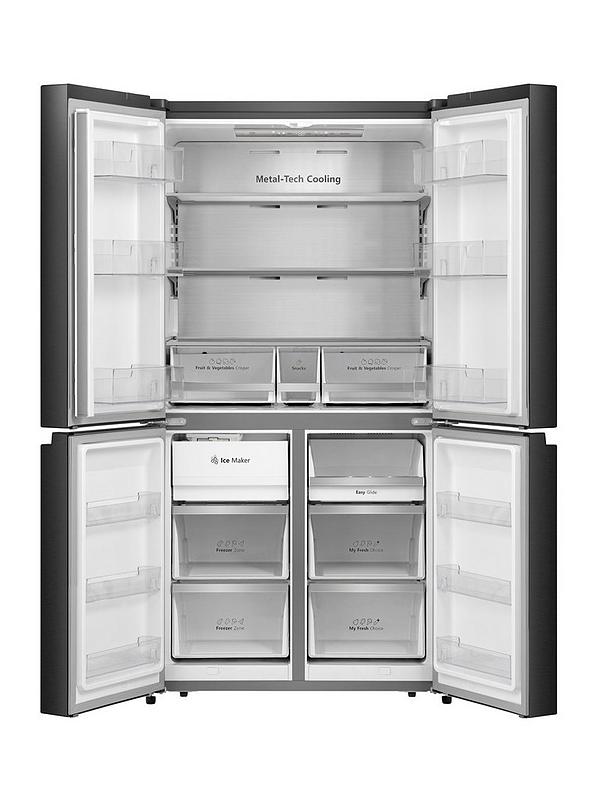 Hisense PureFlat Elite RQ5X560SFLEF Cross Door American Fridge Freezer - Black Glass and Stainless Steel - Image 3